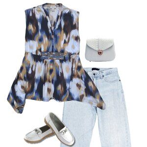 Yvos Women's sleevless top casual workwear flowy embellished M Made in the USA